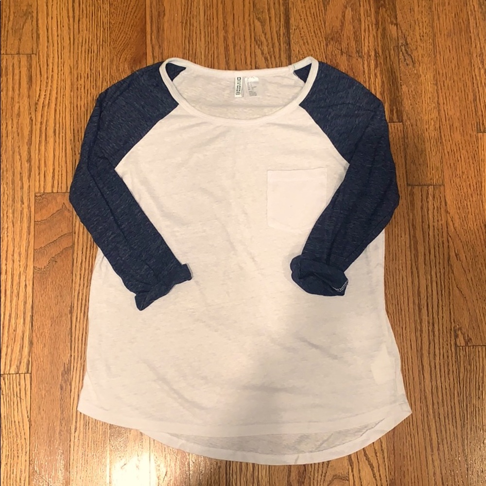 Divided, Light-Weight Tee with Blue Sleeves!